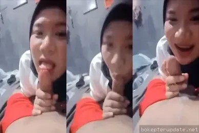 Bokep Hijab Binal Ngemut Kontol Pacar Baru Sampe Crot di Kerudung